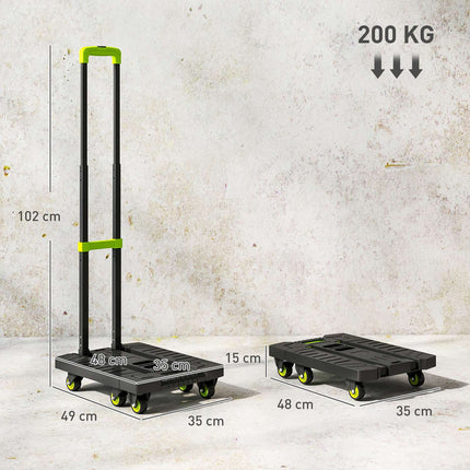 Folding Metal Hand Truck, Adjustable Handle, 49x35x102 cm