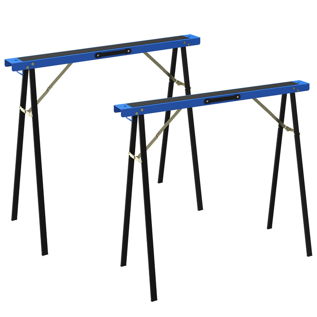 Folding Metal Sawhorses Set of 2, 350 kg Capacity