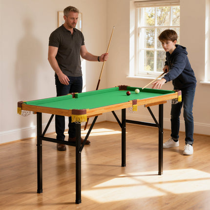 Folding Mini Billiard Table, 2 Cues, 16 Balls, Green
