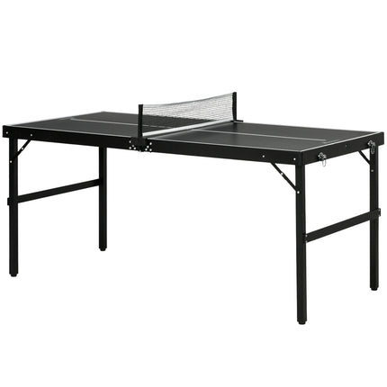 Folding Mini Table Tennis Set with Net - Black Aluminum