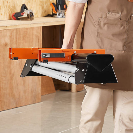 Folding Miter Saw Stand, 330 lb Capacity, Steel, 29.1–32.9 in Height