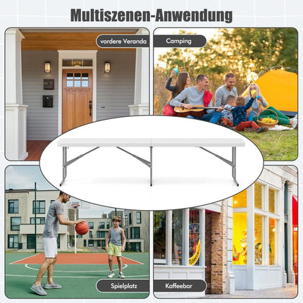Folding Outdoor Bench, 182 cm, White, Portable & Durable