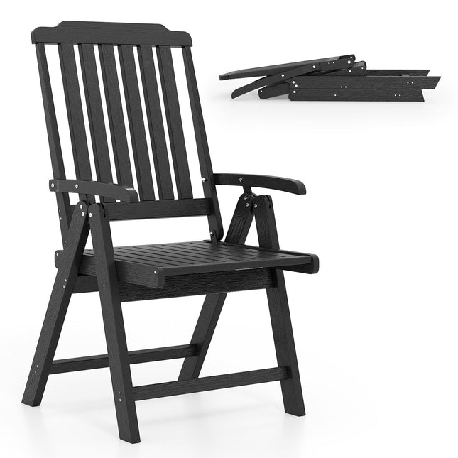 Folding Outdoor Chair, Black HDPE, 150kg Capacity