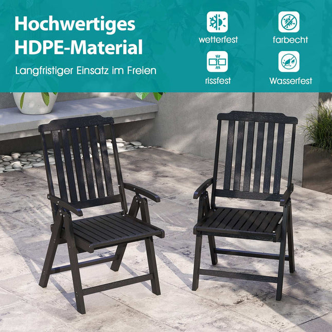 Folding Outdoor Chair, Black HDPE, 150kg Capacity