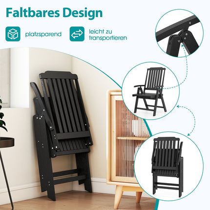 Folding Outdoor Chair, Black HDPE, 150kg Capacity