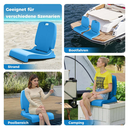 Folding Outdoor Chair with Handle, Drain Hole, Blue