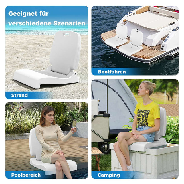 Folding Outdoor Chair with Handle & Drain Hole, White