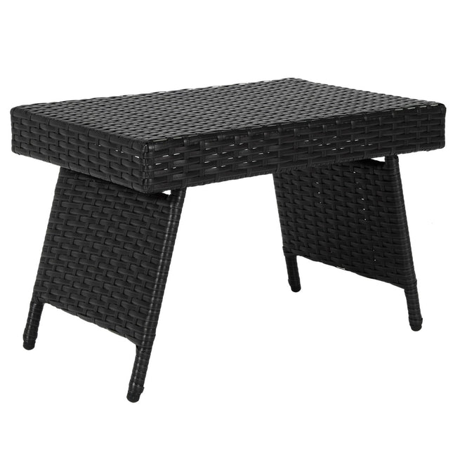Folding Outdoor Coffee Table, Black, Weatherproof Rattan