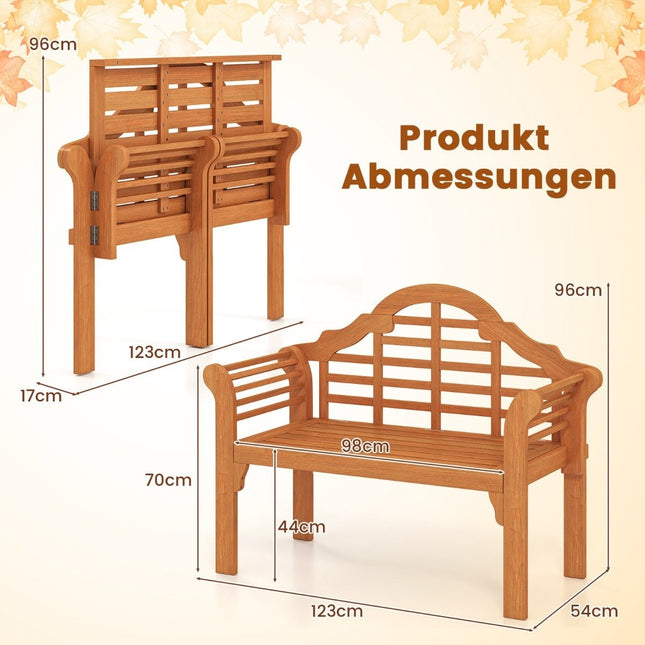 Opvouwbare houten buitenbank, acaciahout, 123x54x96 cm