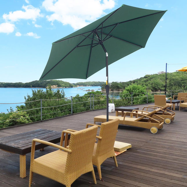 Dark green folding garden umbrella, aluminum, 2.7 m diameter