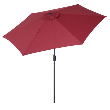 Red folding parasol, hand crank, 2.7 m aluminum frame