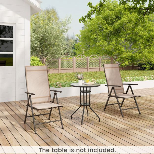 Folding Patio Chairs Set of 2, 7-Position, 180 kg, Brown