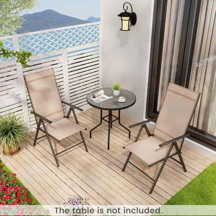 Folding Patio Chairs Set of 2, 7-Position, 180 kg, Brown