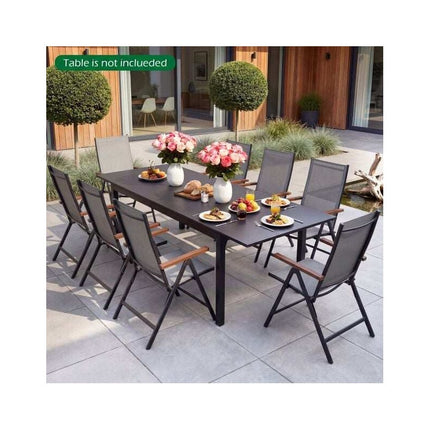 Folding Patio Chairs Set of 4 with Adjustable Backrest, Grey, Breathable Fabric