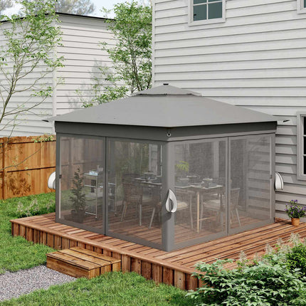 Collapsible garden pavilion 3x3m with LED & Curtains