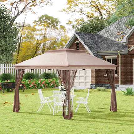Pop-up garden tent with side walls, Khaki, 3.25x3.25x2.65M