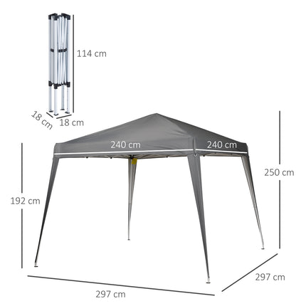 Collapsible party tent with carrying bag, 2.4x2.4M Steel grey
