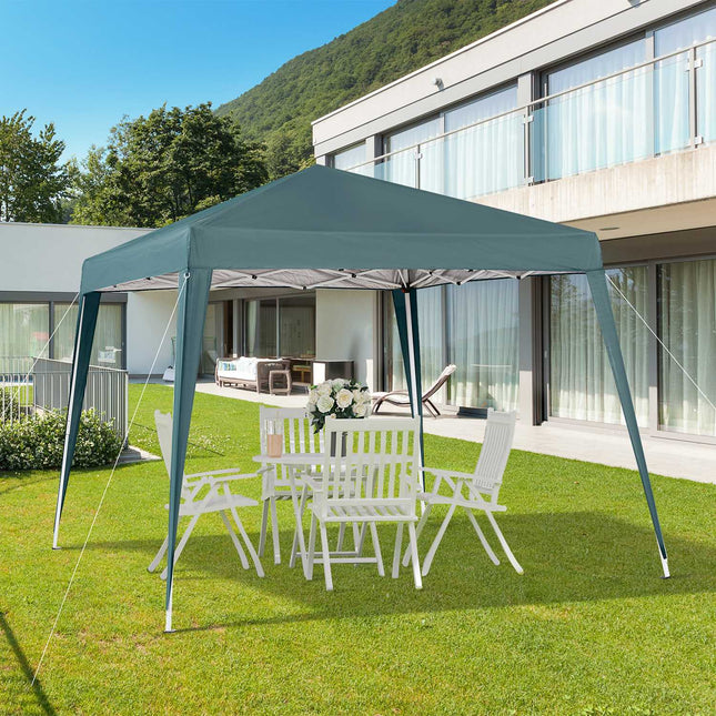 Green steel folding pavilion tent with carrying bag 2.4x2.4M