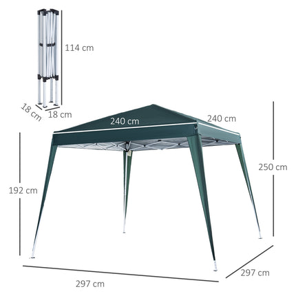 Green steel folding pavilion tent with carrying bag 2.4x2.4M