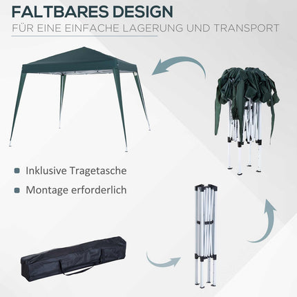 Green steel folding pavilion tent with carrying bag 2.4x2.4M