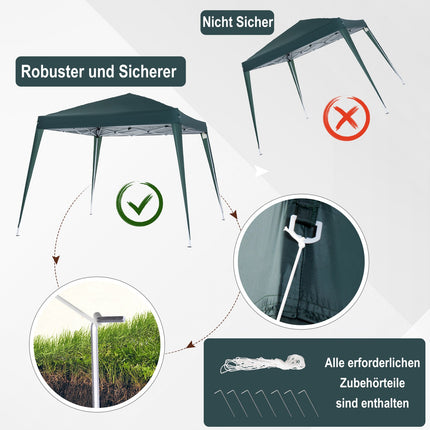 Green steel folding pavilion tent with carrying bag 2.4x2.4M