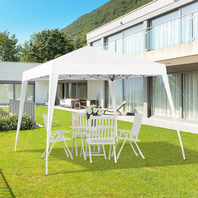 White folding pavilion tent in steel with carrying bag, 2.4x2.4M