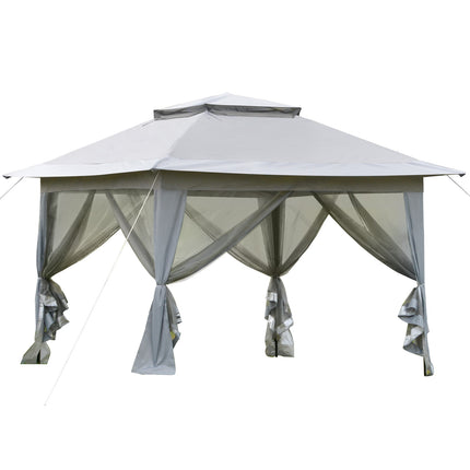 Gray pop-up garden pavilion tent with roller bag, 3.64x3.64m