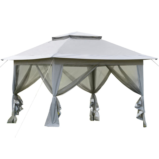 Gray pop-up garden pavilion tent with roller bag, 3.64x3.64m