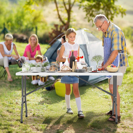 Folding Picnic Table 5 ft, HDPE Wood Grain Top, Non-Slip Feet