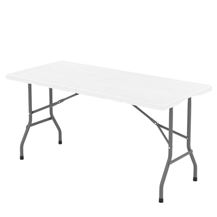 Folding Picnic Table 5 ft, HDPE Wood Grain Top, Non-Slip Feet