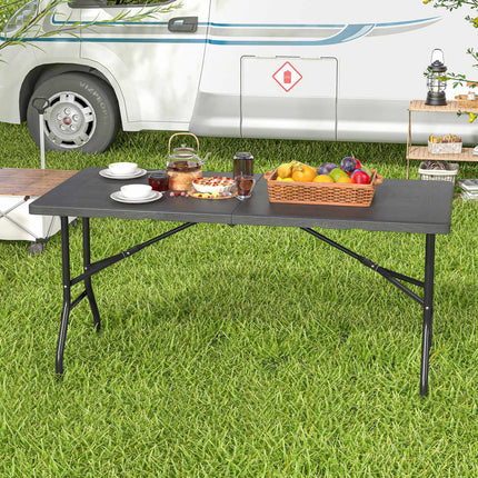 Folding Picnic Table, HDPE Wood Grain, 152x70cm