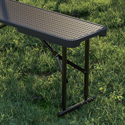 Folding Picnic Table Set, 3-Piece, Black, HDPE & Metal