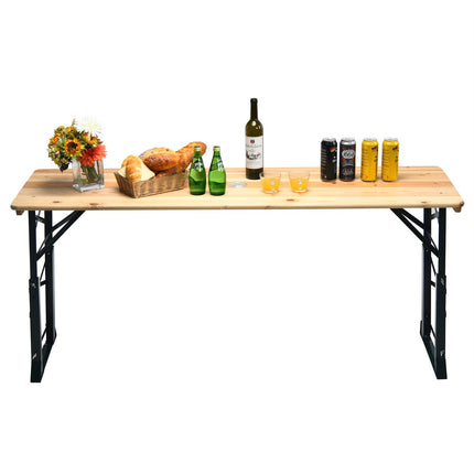 Folding Picnic Table, Wood, Adjustable Height, Umbrella Hole