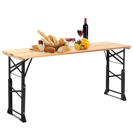 Folding Picnic Table, Wood, Adjustable Height, Umbrella Hole