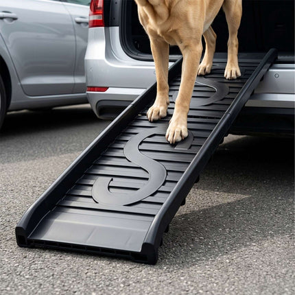 Folding Plastic Dog Ramp, Black, 154 cm Length