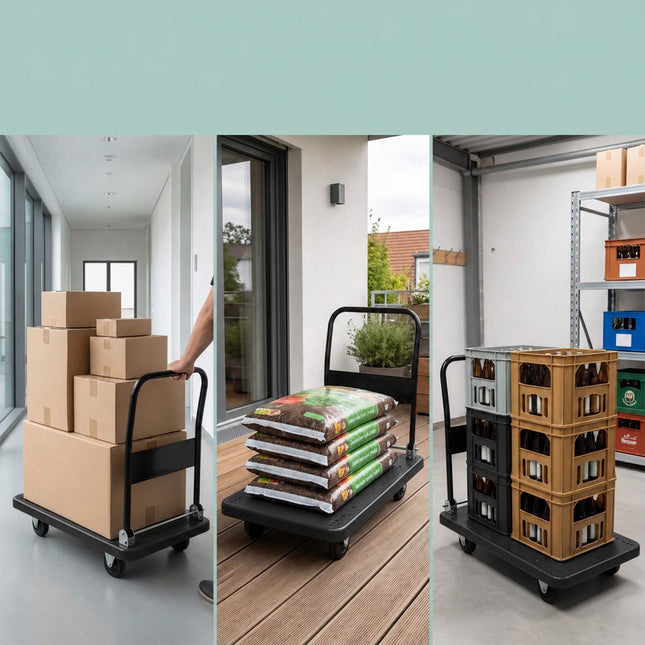 Folding Platform Trolley, 300kg Capacity – Black