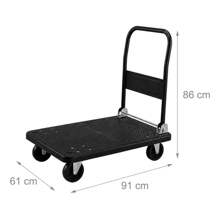 Folding Platform Trolley, 300kg Capacity – Black