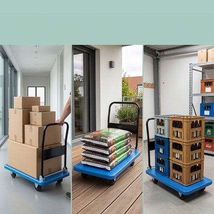 Folding Platform Trolley, 300kg Capacity - Blue