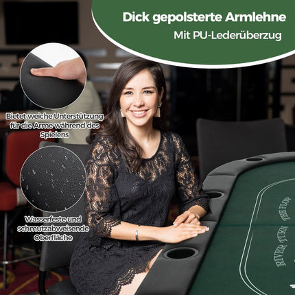 Folding Poker Table for 8 Players with Cup Holders