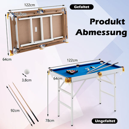 Folding Pool Table with Cues, Balls, Chalk & Brush