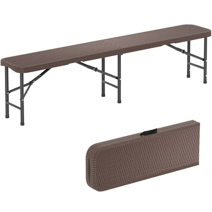 Folding Rattan-Style Beer Bench with Handle, 180 cm
