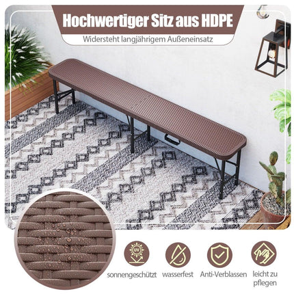 Folding Rattan-Style Beer Bench with Handle, 180 cm