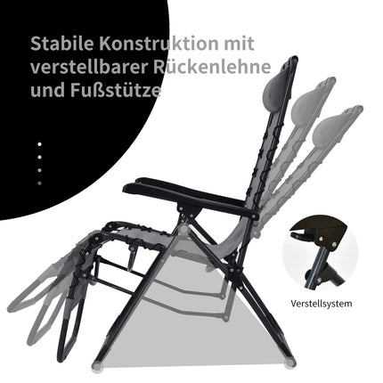 Folding Reclining Patio Chair Set, 2 Chairs and Table