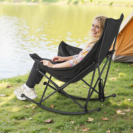Folding Rocking Camping Chair – 225 lb, Cup Holder, Pocket