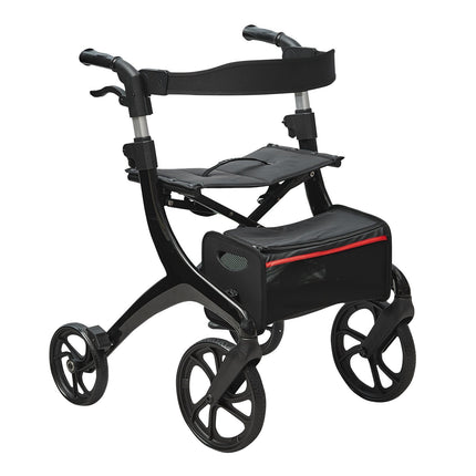 Folding Rollator Walker with Seat, 4-Wheel, 300 Lb Capacity