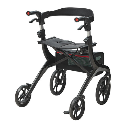 Folding Rollator Walker with Seat, 4-Wheel, 300 Lb Capacity