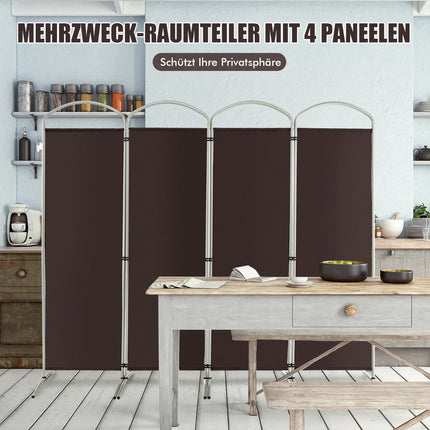 Folding Room Divider, 4 Panels, 221x188 cm, Brown