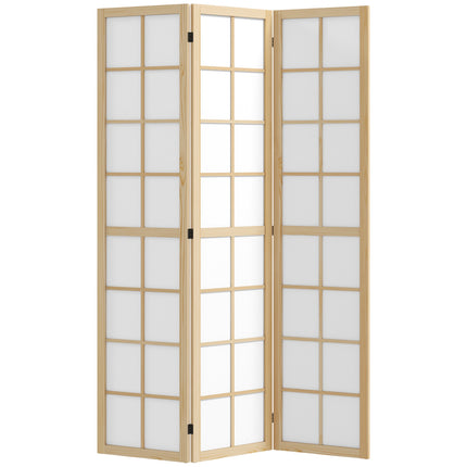 Folding Room Divider Privacy Screen, Pine Wood, 120x170 cm