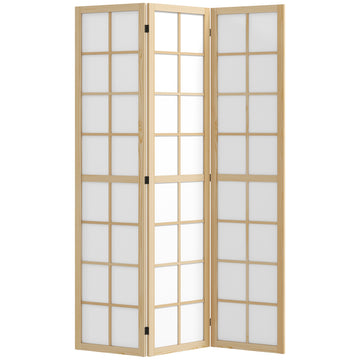 Folding Room Divider Privacy Screen, Pine Wood, 120x170 cm