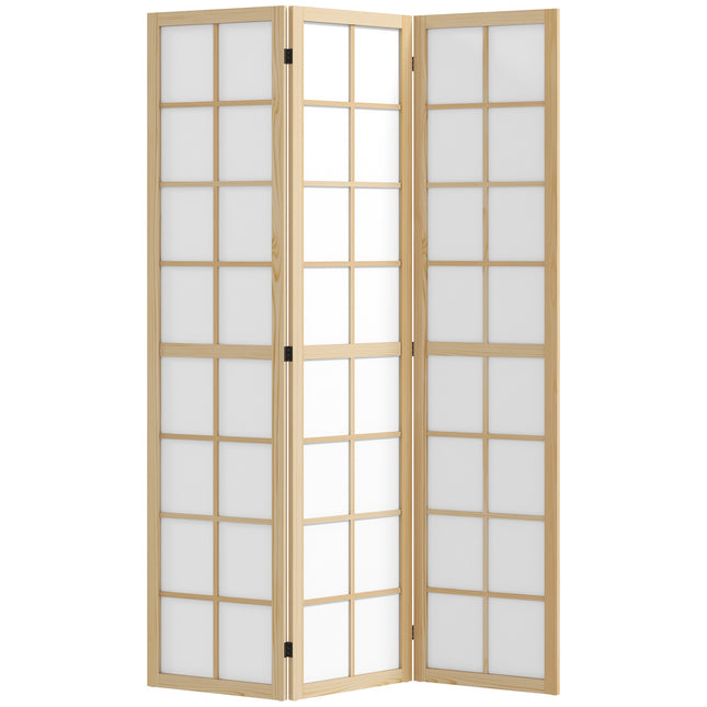 Folding Room Divider Privacy Screen, Pine Wood, 120x170 cm